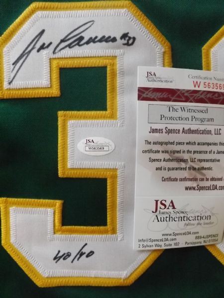 JOSE CANSECO SIGNED & INSCRIBED 40/40 OAKLAND A'S JERSEY JSA
