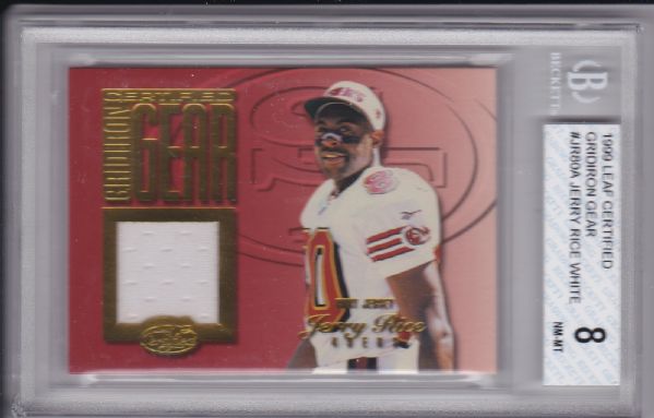 1999 LEAF CERTIFIED GRIDIRON GEAR #JR80A JERRY RICE GAME JERSEY 111/300