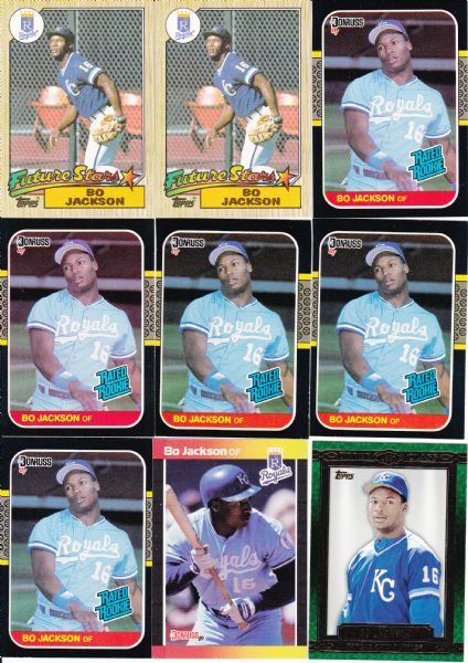 BO JACKSON LOT OF 17 WITH 7 ROOKIES