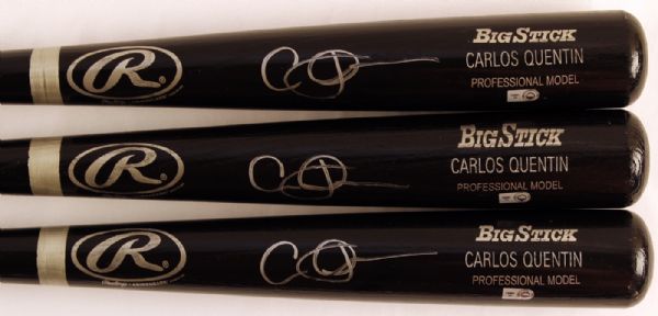 CARLOS QUENTIN SIGNED RAWLINGS BIG STICK BASEBALL BAT PERSONAL MODEL MLB