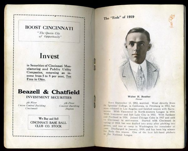 1919 CINCINNATI REDS YEARBOOK - WORLD SERIES CHAMPS VS. BLACK SOX