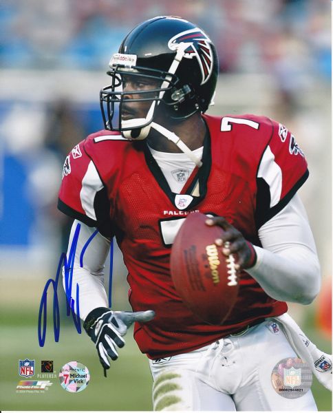 LOT OF 4 MICHAEL VICK SIGNED 8X10 PHOTOS