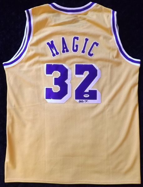 MAGIC JOHNSON SIGNED L.A. LAKERS JERSEY PSA/DNA