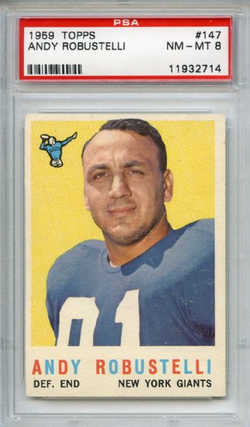 1959 TOPPS #147 ANDY ROBUSTELLI PSA 8