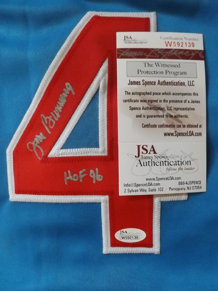 JIM BUNNING SIGNED & INSCRIBED THROWBACK PHILLIES JERSEY JSA