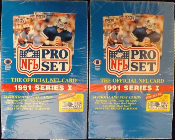 1991 PRO SET SERIES I NFL FACTORY SEALED BOXES, LOT OF 2