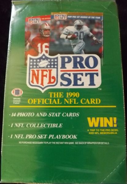 1990 PRO SET NFL FACTORY SEALED BOX, 36 PACKS