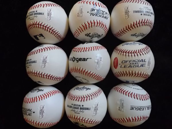 LOT OF 9 MLB PLAYERS & RISING STARS SIGNED BASEBALLS JSA