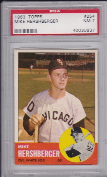 1963 TOPPS #254 MIKE HERSHBERGER PSA 7