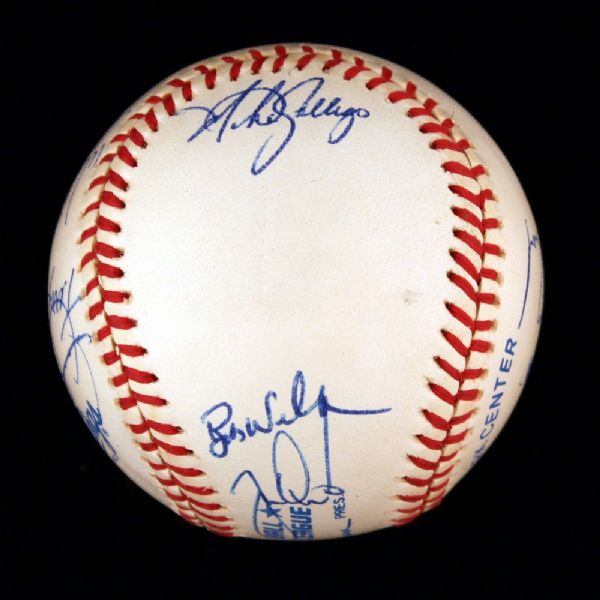 1991 OAKLAND A'S PARTIAL TEAM SIGNED OAL BASEBALL INCL. MARK MCGWIRE