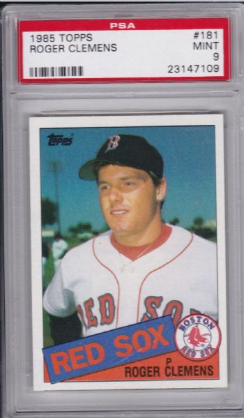1985 TOPPS #181 ROGER CLEMENS ROOKIE MINT PSA 9