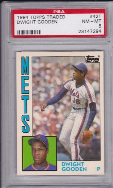1984 TOPPS TRADED #42T DWIGHT GOODEN ROOKIE PSA 8