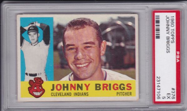 1960 TOPPS #376 JOHNNY BRIGGS PSA 5