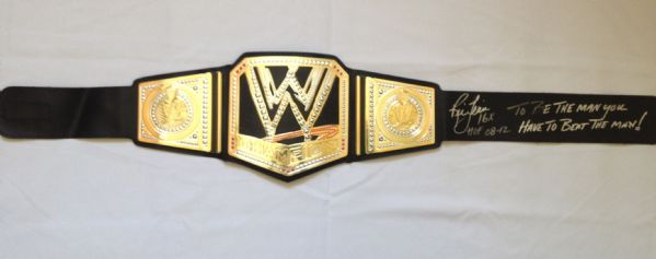 THE NATURE BOY RIC FLAIR SIGNED & INSCRIBED WWE CHAMPIONSHIP BELT