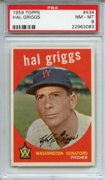 1959 TOPPS #434 HAL GRIGGS PSA 8