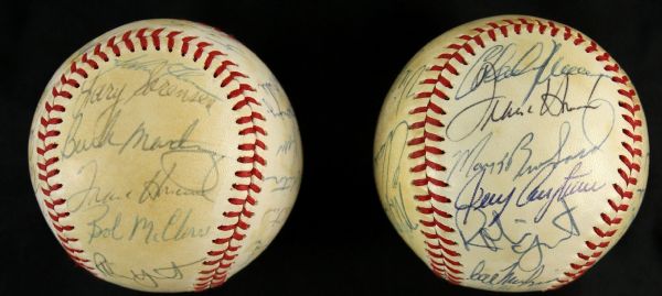 1981 MILWAUKEE BREWERS LOT OF 2 TEAM SIGNED OAL BASEBALLS