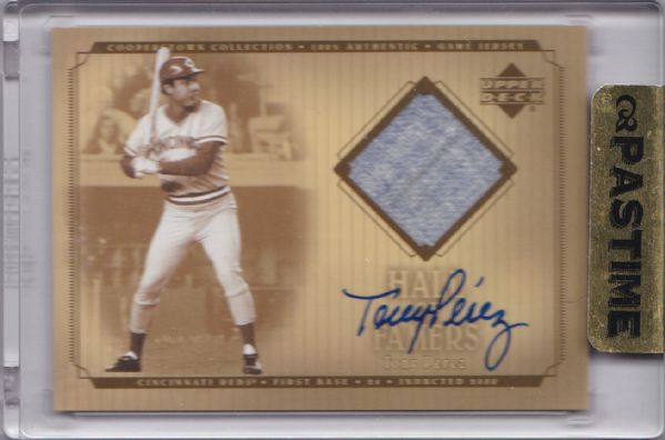 2001 UPPER DECK HALL OF FAMERS TONY PEREZ GAME JERSEY & SIGNATURE