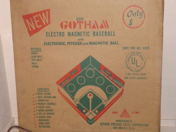 1950'S GOTHAM ELECTRO MAGNETIC BASEBALL GAME WITH ORIGINAL BOX