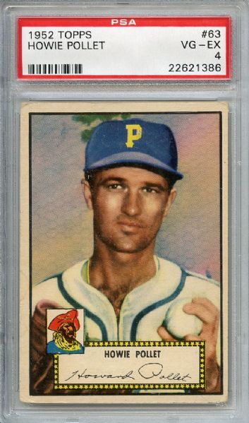1952 TOPPS #63 HOWIE POLLET RED BACK PSA 4