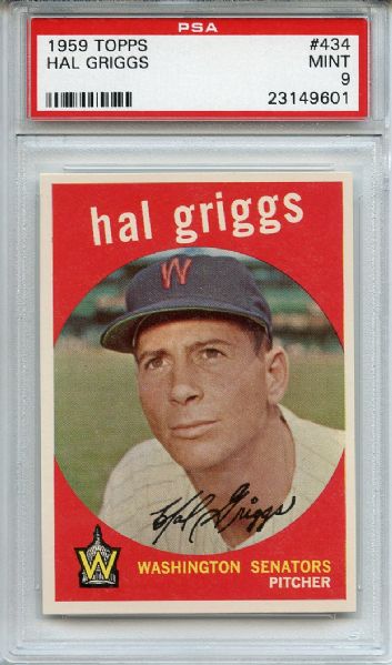 1959 TOPPS #434 HAL GRIGGS PSA MINT 9