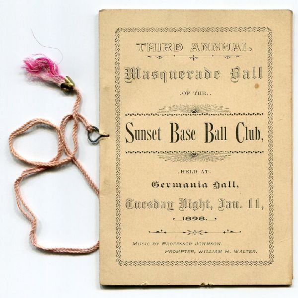 1898 SUNSET BASEBALL CLUB MASQUERADE BALL PROGRAM