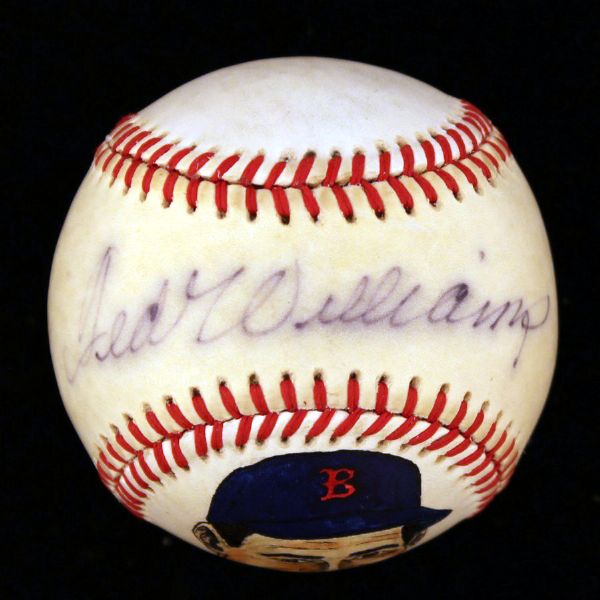 TED WILLIAMS SIGNED HAND PAINTED OAL BASEBALL
