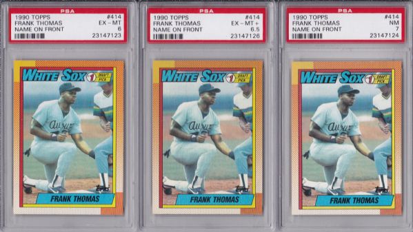 1990 TOPPS #414 FRANK THOMAS ROOKIE LOT OF 3 ALL PSA