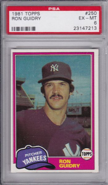 1981 TOPPS #250 RON GUIDRY PSA 6