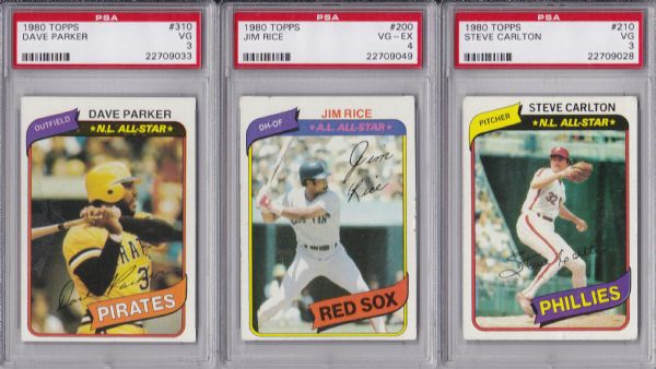 1980 TOPPS LOT OF 6 ALL PSA WITH STARS