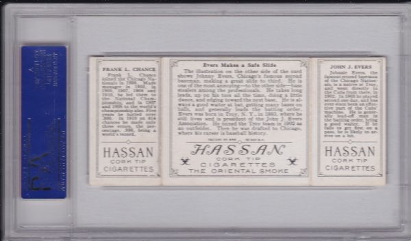 1912 T202 HASSAN FRANK CHANCE/JOHN EVERS PSA 5.5
