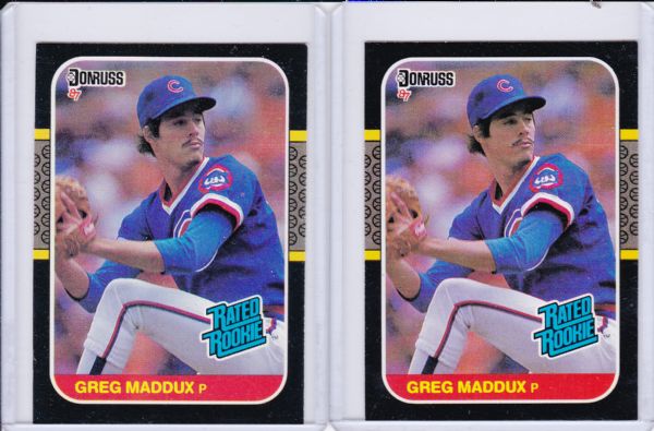 1987 DONRUSS #36 GREG MADDUX ROOKIE CARD LOT OF 2 HALL OF FAME