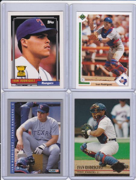 IVAN RODRIGUEZ 4 CARD LOT WITH ROOKIES