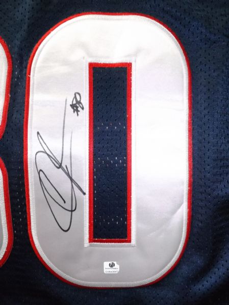 ANDRE JOHNSON SIGNED ON FIELD TEXANS JERSEY