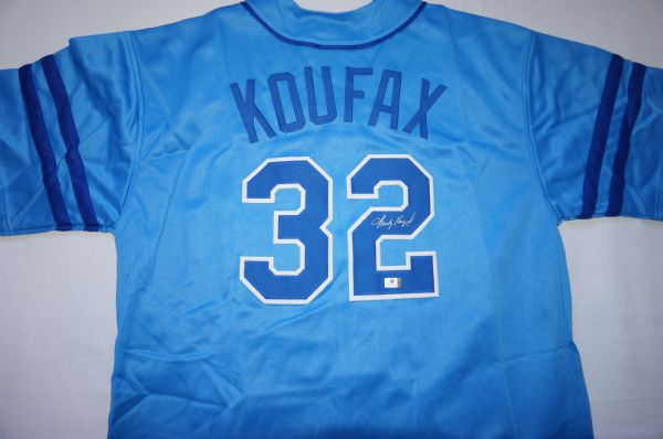 SANDY KOUFAX SIGNED BLUE L.A. DODGERS JERSEY ONE OF OUR LAST!!