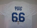 YASIEL PUIG SIGNED WHITE L.A. DODGERS JERSEY