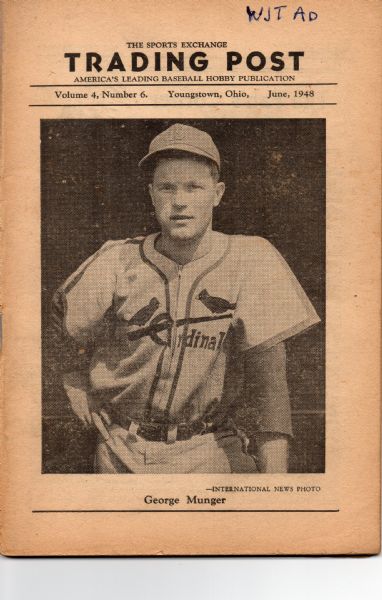 JUNE 1948 THE SPORTS EXCHANGE TRADING POST GEORGE MUNGER BASEBALL PUBLICATION
