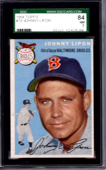 1954 TOPPS #19 JOHNNY LIPTON SGC 7
