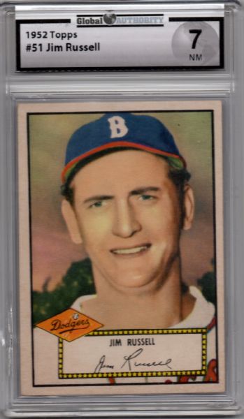 1952 TOPPS #51 JIM RUSSELL RED BACK! NM 7