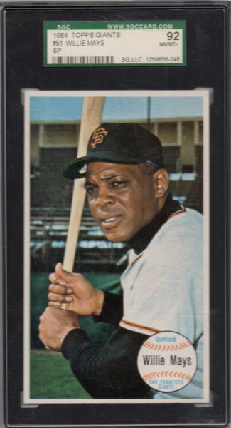 1964 TOPPS GIANTS #51 WILLIE MAYS SP 8.5 SGC 92
