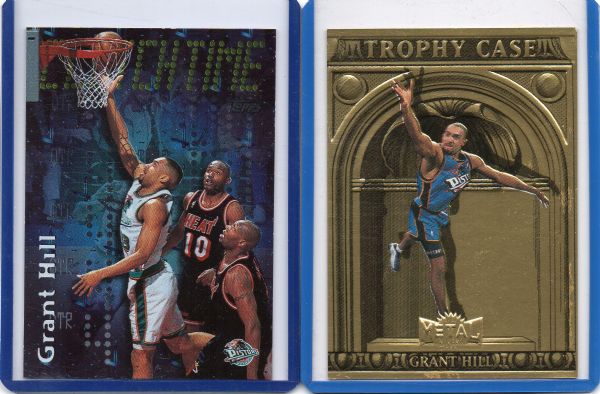 1997-98 GRANT HILL INSERT LOT OF 2 TOPPS & METAL UNIVERSE
