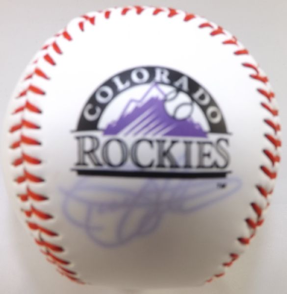 TODD HELTON SIGNED MLB COLORADO ROCKIES LOGO BASEBALL