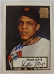 1996 TOPPS #2 WILLIE MAYS SIGNED COMMEMORATIVE 1952 TOPPS #261 REPRINT