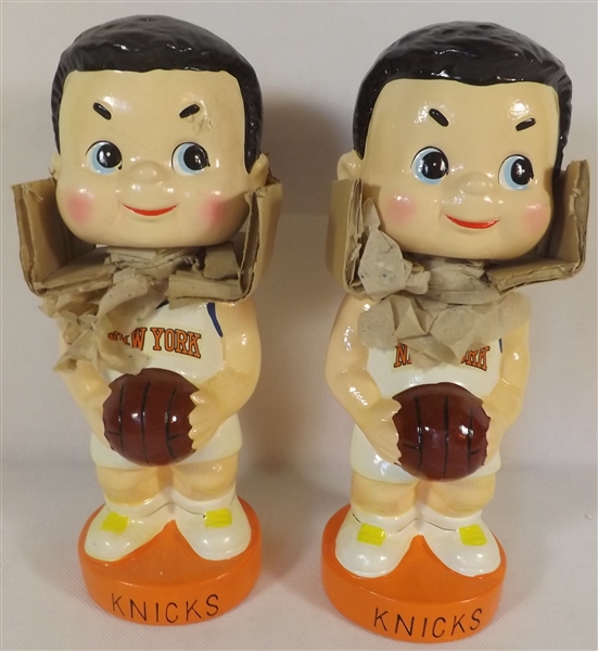 ---- (2) 1960's NEW YORK KNICKS BOBBLEHEAD BANK'S NEW IN BOX