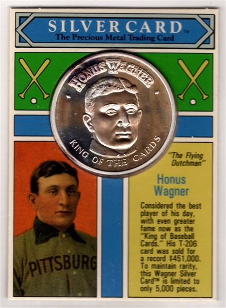 1992 SILVER CARD HONUS WAGNER 1 TROY OZ. .999 SILVER