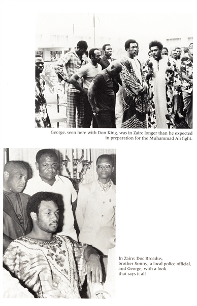ALI V. FORMAN ZAIRE FIGHT PAGE SIGNED BY MUHAMMAD ALI & GEORGE FORMAN