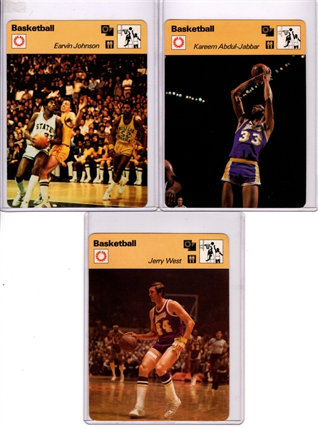 -1977-79 SPORTSCASTER BASKETBALL LOT OF (9) ERVING RUSSELL ABDUL-JABBAR & MORE