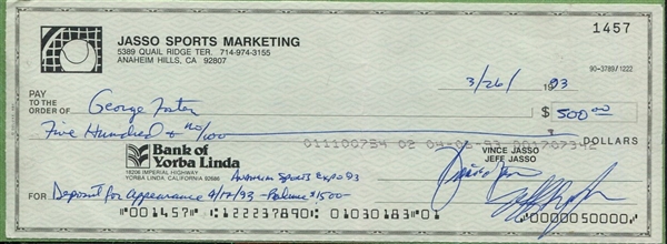 GEORGE FOSTER ENDORSED CHECK