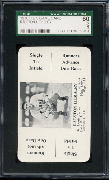 1936 S&S GAME RALSTON HEMSLEY SGC 60 5