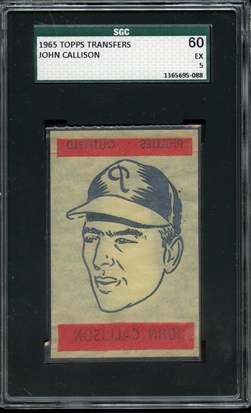 1965 TOPPS TRANSFERS JOHN CALLISON SGC 5