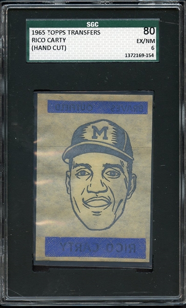 1965 TOPPS TRANSFERS RICO CARTY SGC 6